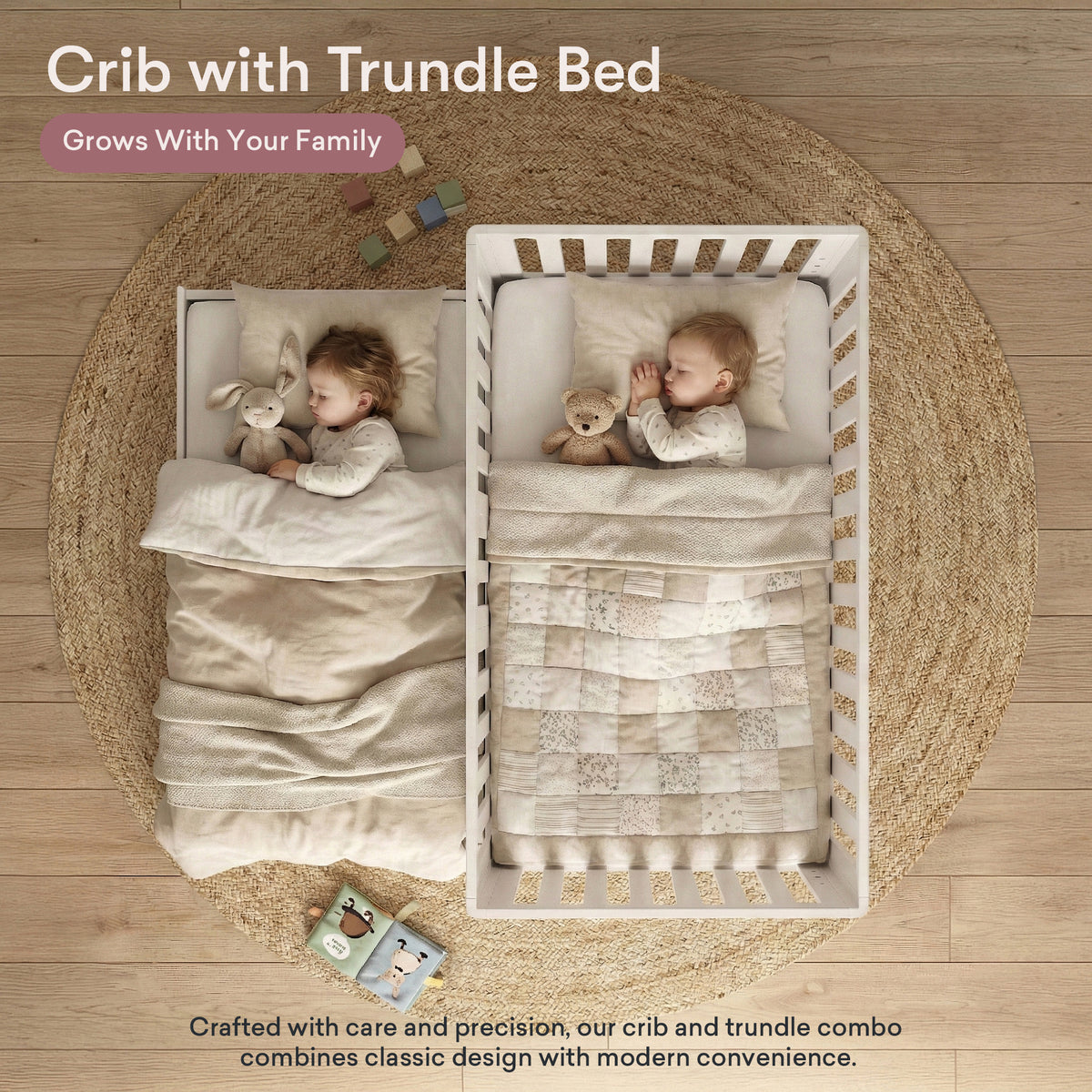 HushCrib Lulla & Lulli 3-in-1 Convertible Crib With Trundle