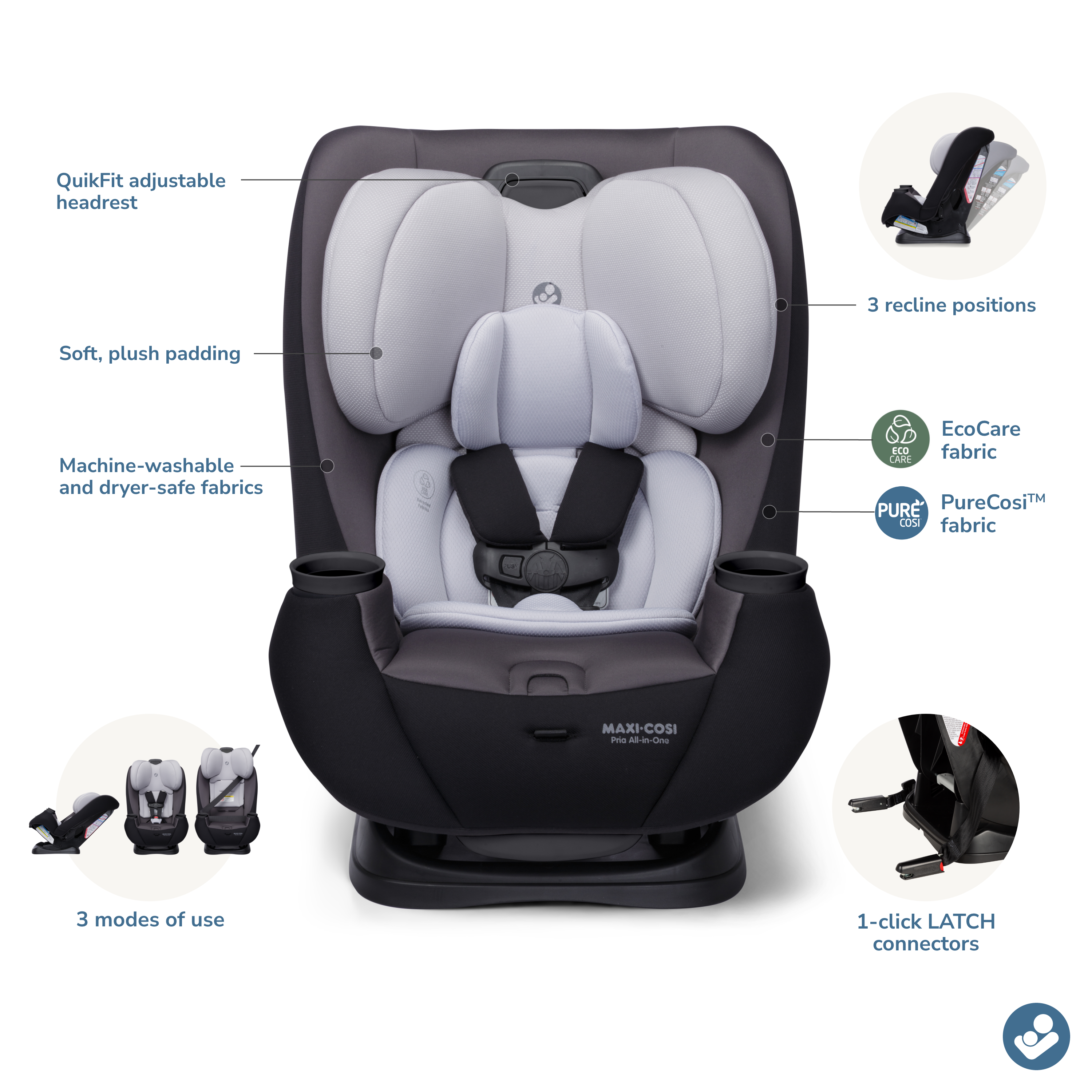 Maxi-Cosi Pria All-in-One Convertible Car Seat with PureCosi & EcoCare
