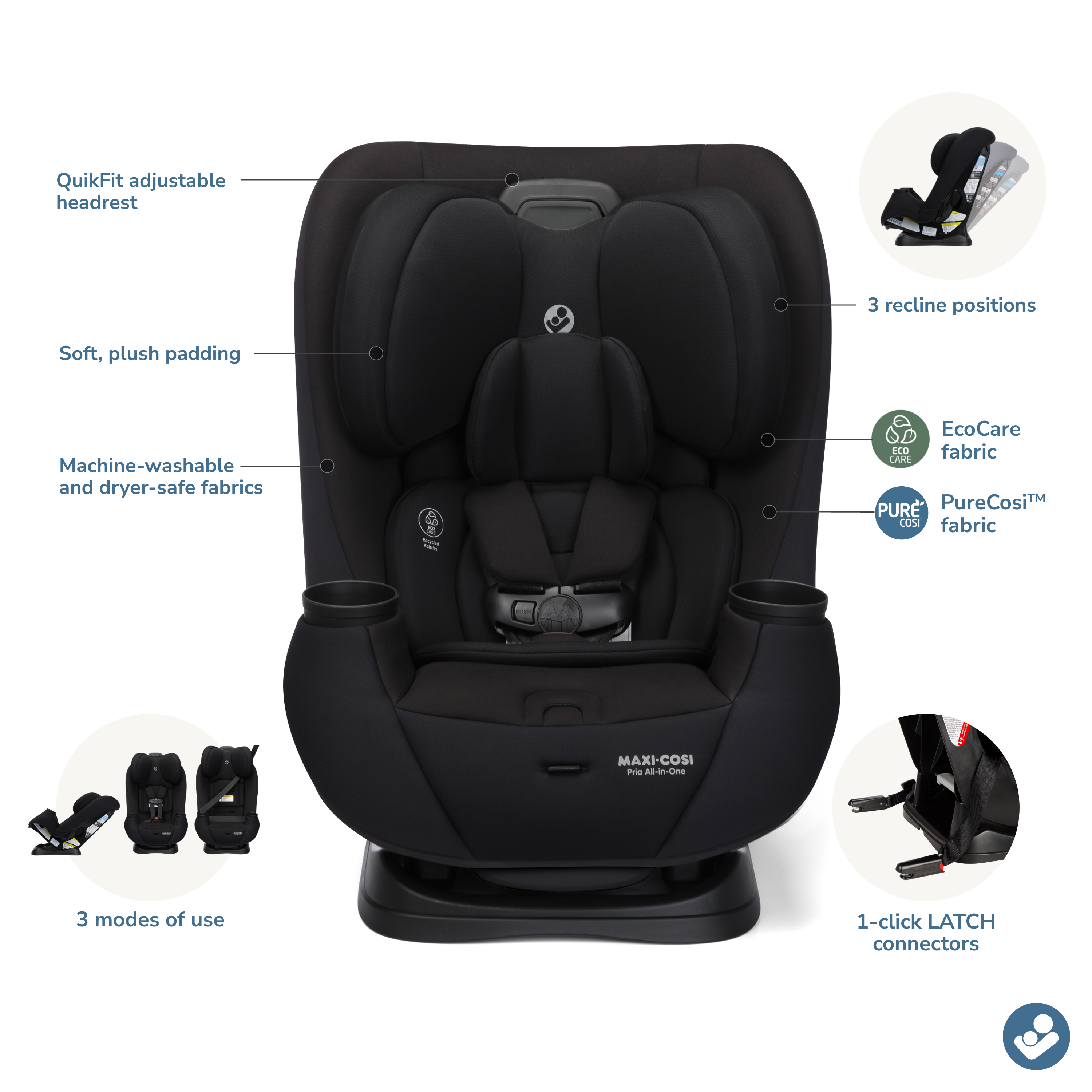 Maxi-Cosi Pria All-in-One Convertible Car Seat with PureCosi & EcoCare
