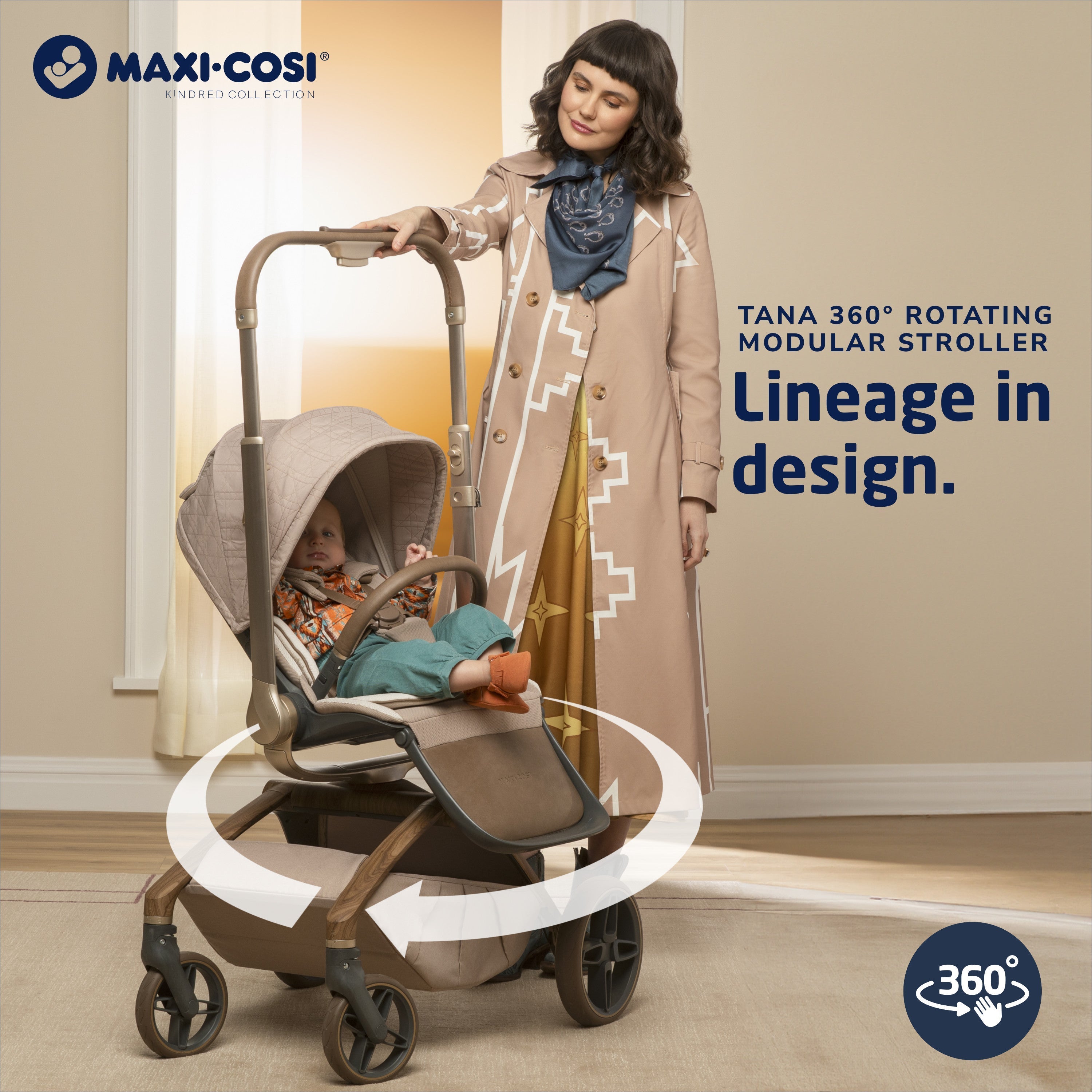 donna maxi cosi Maxi-Cosi Kindred Tana 360 Rotating Modular Stroller Natural Heritage