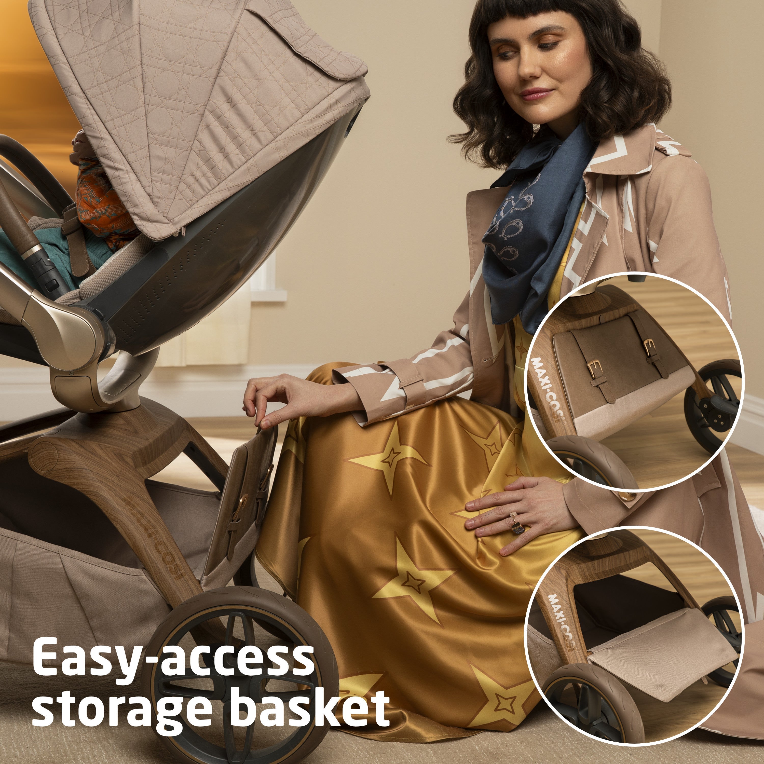 donna maxi cosi Maxi-Cosi Kindred Tana 360 Rotating Modular Stroller Natural Heritage