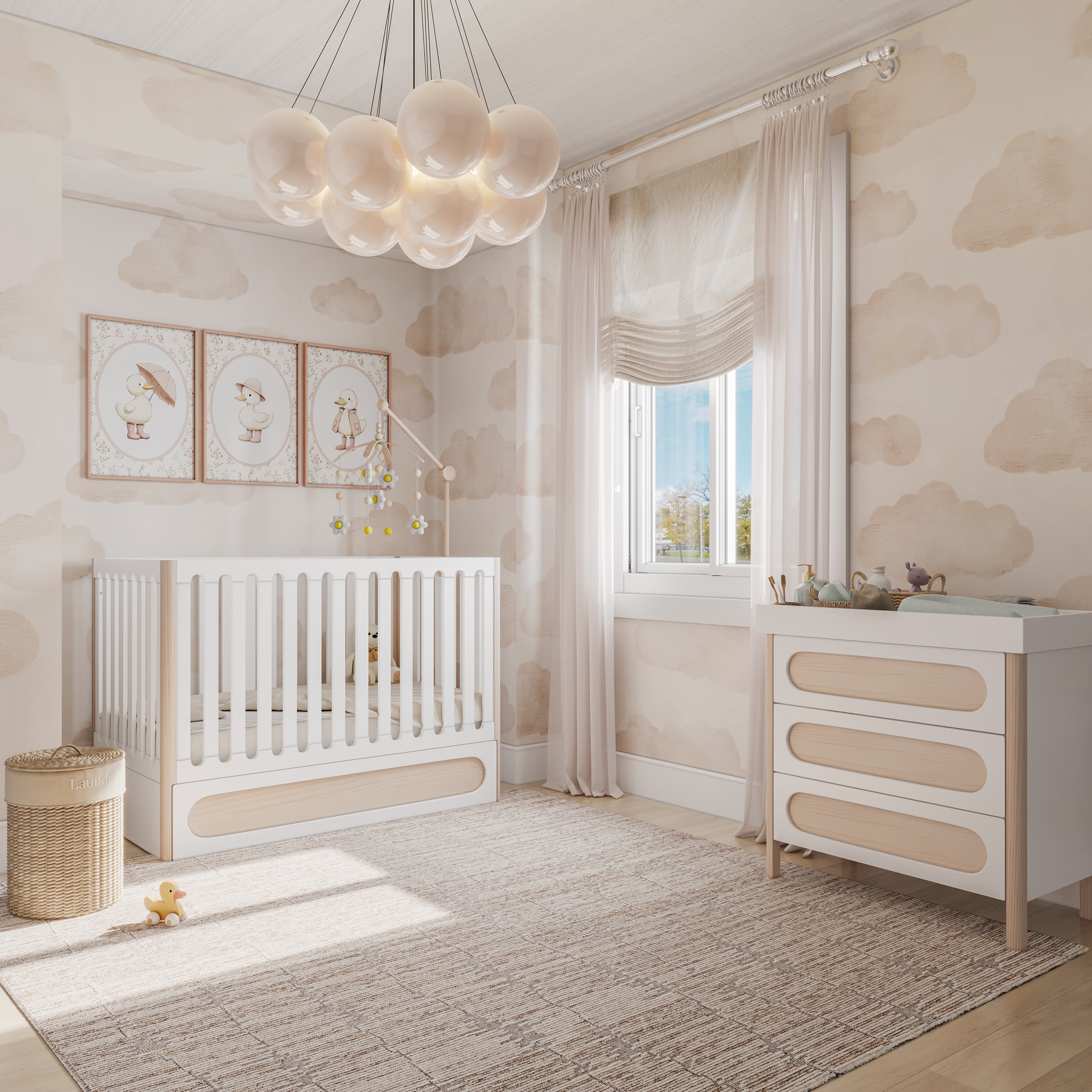 HushCrib Lulla & Lulli 3-in-1 Convertible Crib With Trundle