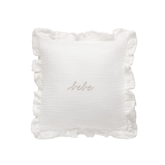 Domani Home White Gauze Bebe Ruffle Accent Pillow 10" x 10"