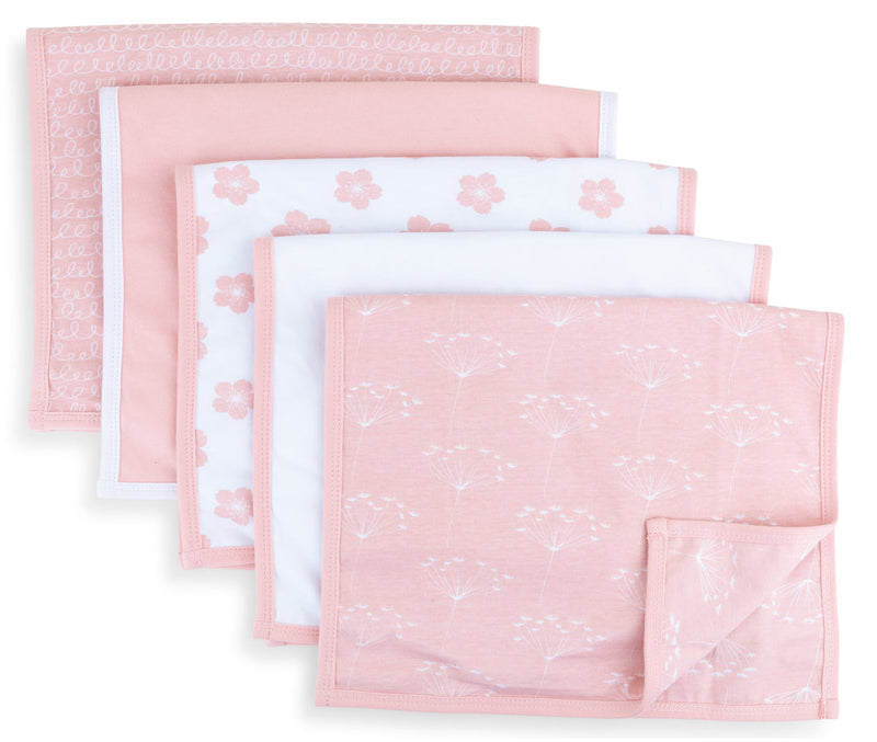 Ely's & Co. Waterproof Reversible Jersey Cotton Burp Cloths / Cloth Diapers - 5 Pack