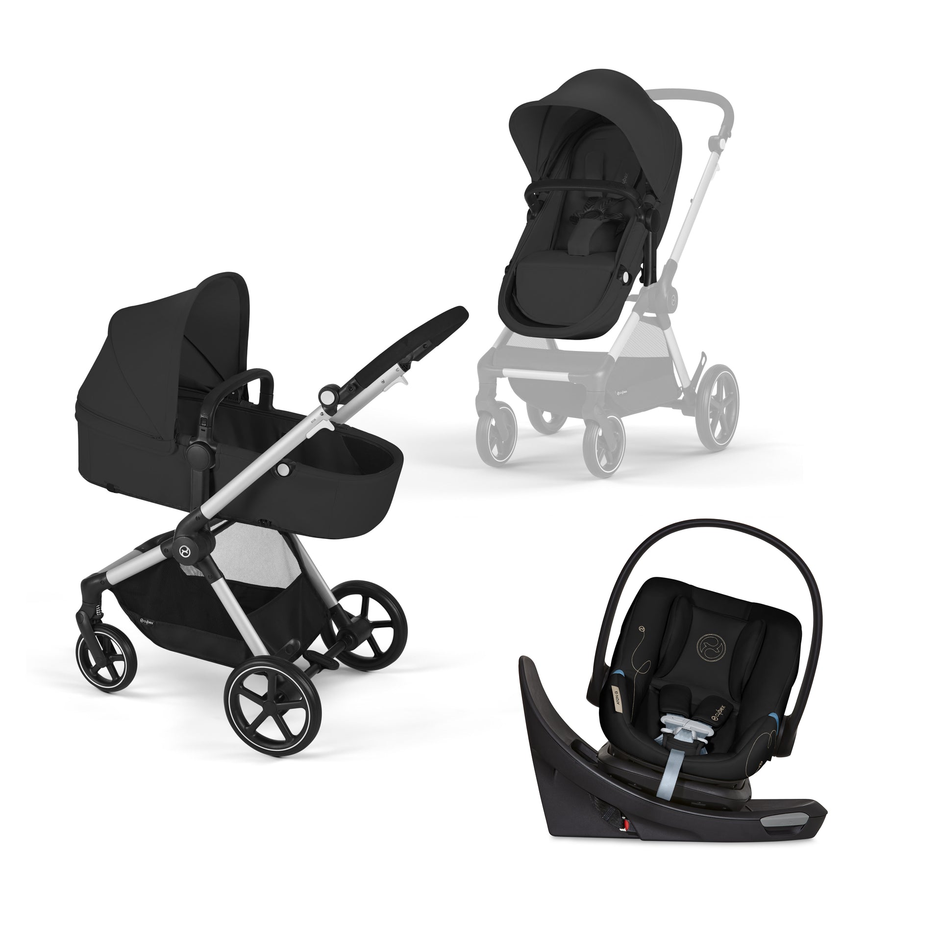 Cybex EOS 5-in-1 Travel System Stroller Lightweight Aton G Swivel In