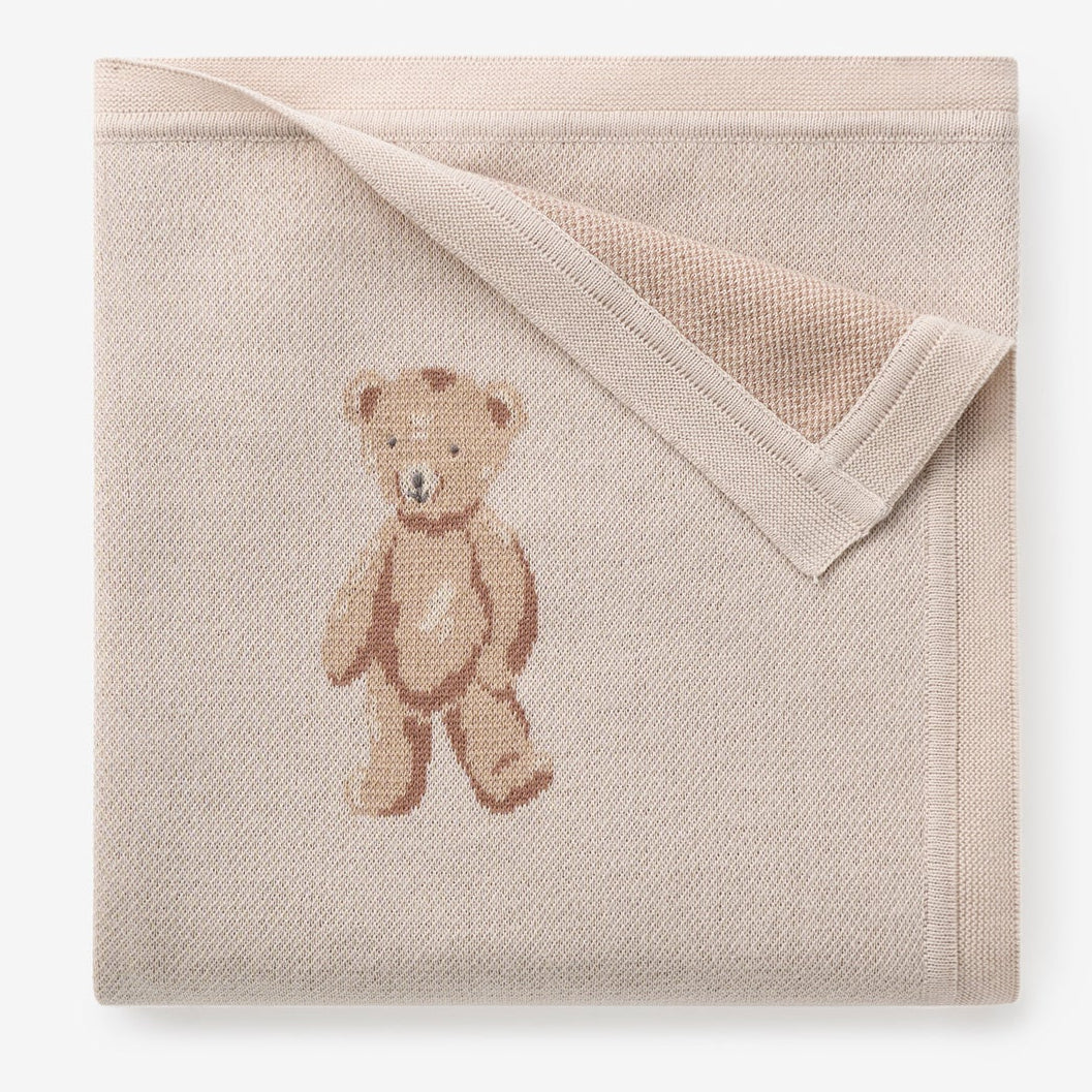 Elegant Baby Teddy Bear Knit Blanket