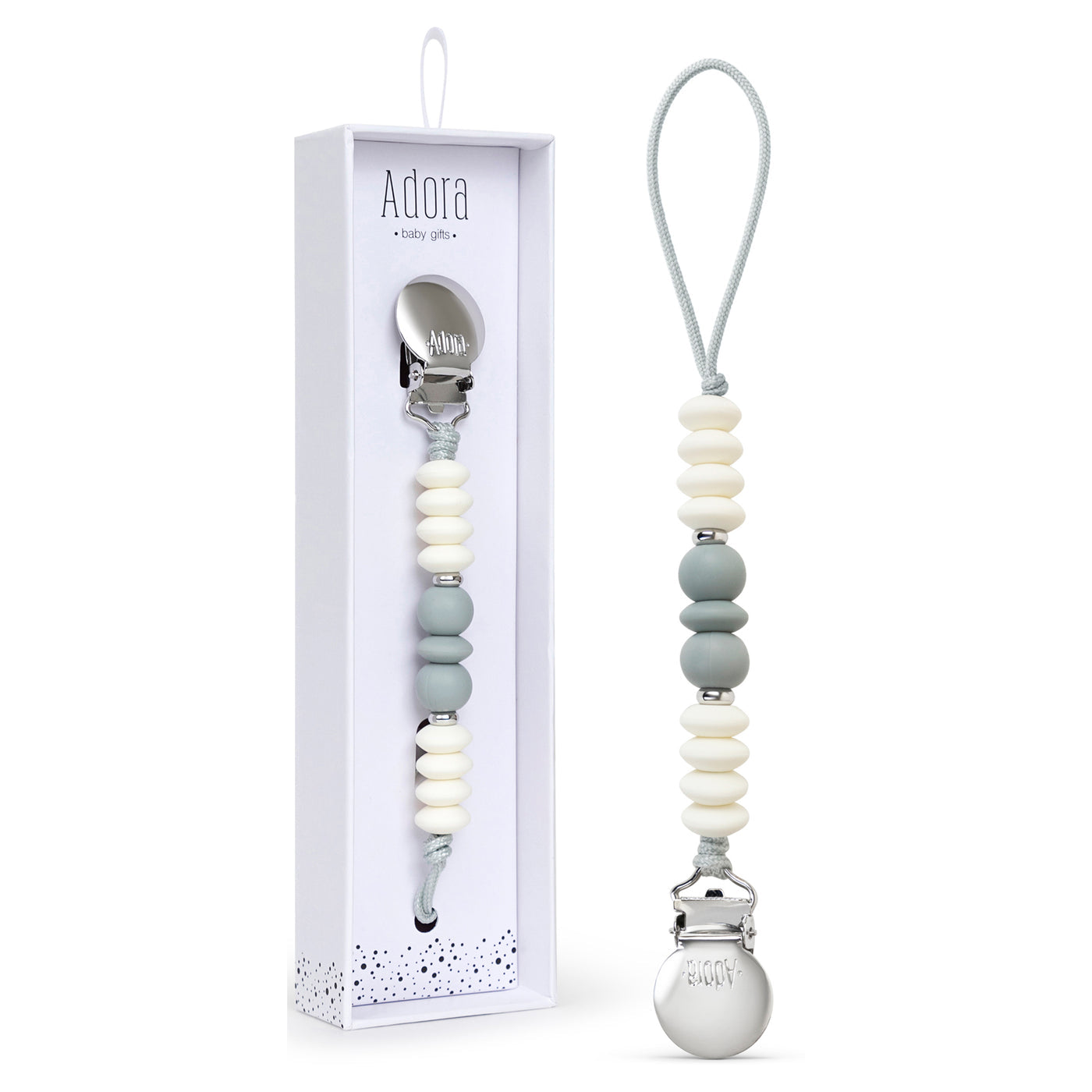 Adora Graphite Trio Pacifier Clip Adora Graphite Trio Pacifier Clip