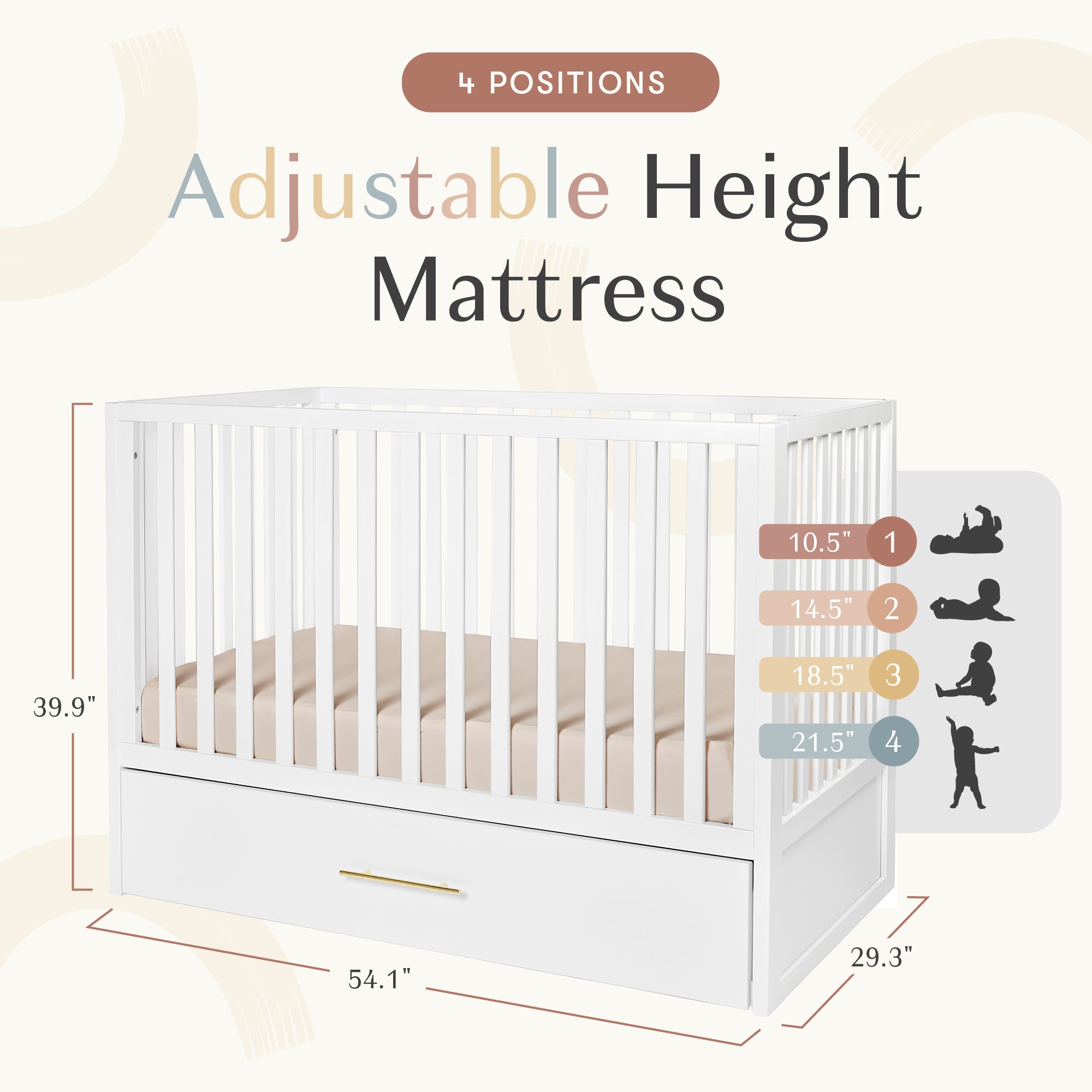 HushCrib 3 in1 Convertible Crib With Trundle