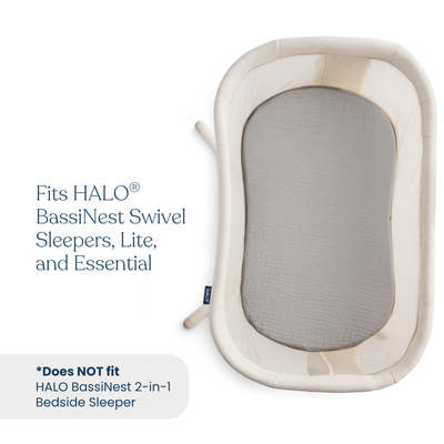 Halo BassiNest Fitted Sheet 100% Organic Cotton Muslin | 2-Pack