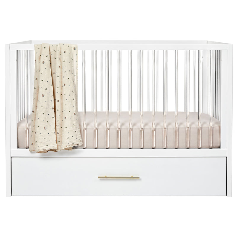 HushCrib 3-in-1 Convertible Crib With Trundle and Mattress Bundle