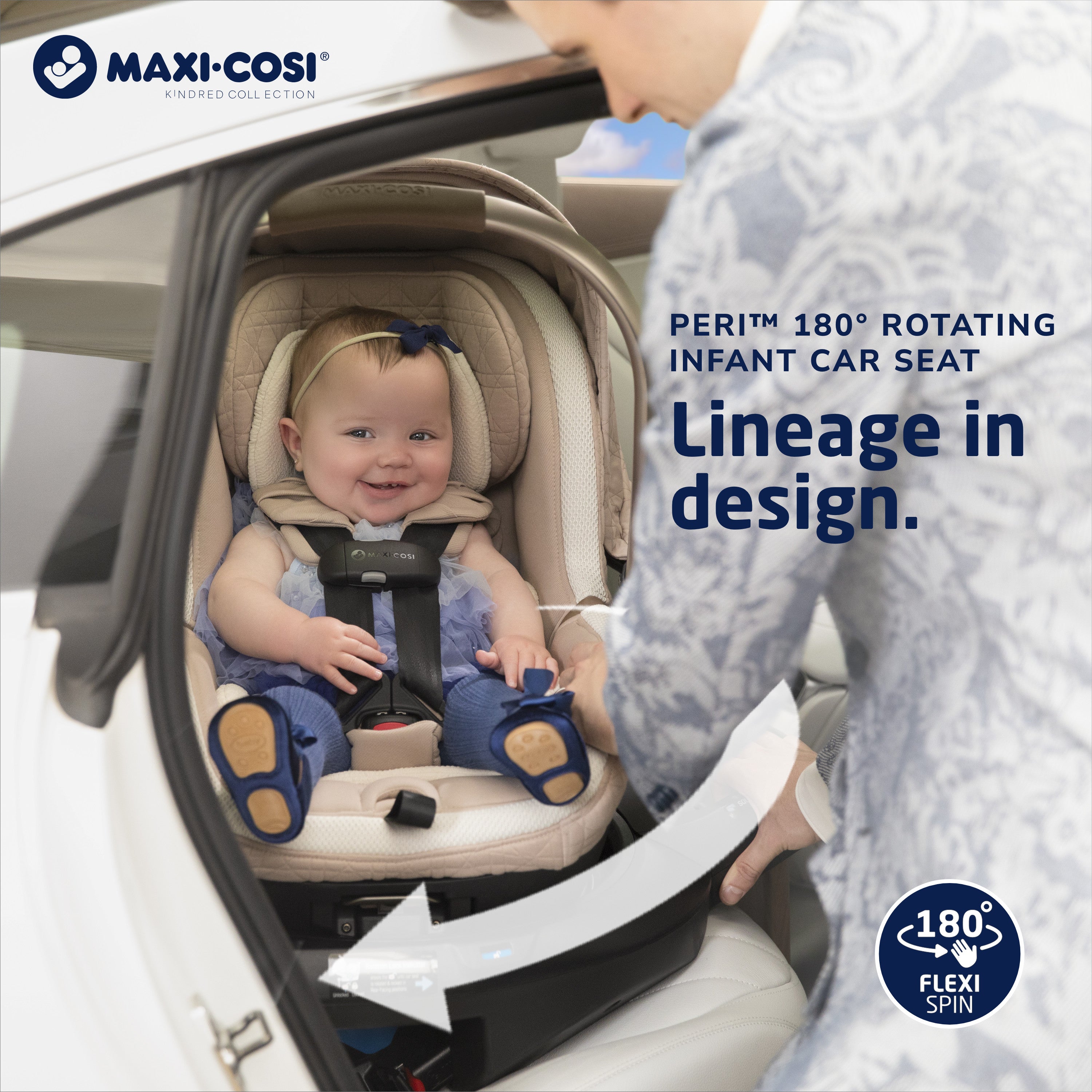 newborn maxi cosi Maxi-Cosi Kindred Peri 180° Rotating Infant Car Seat Natural Heritage