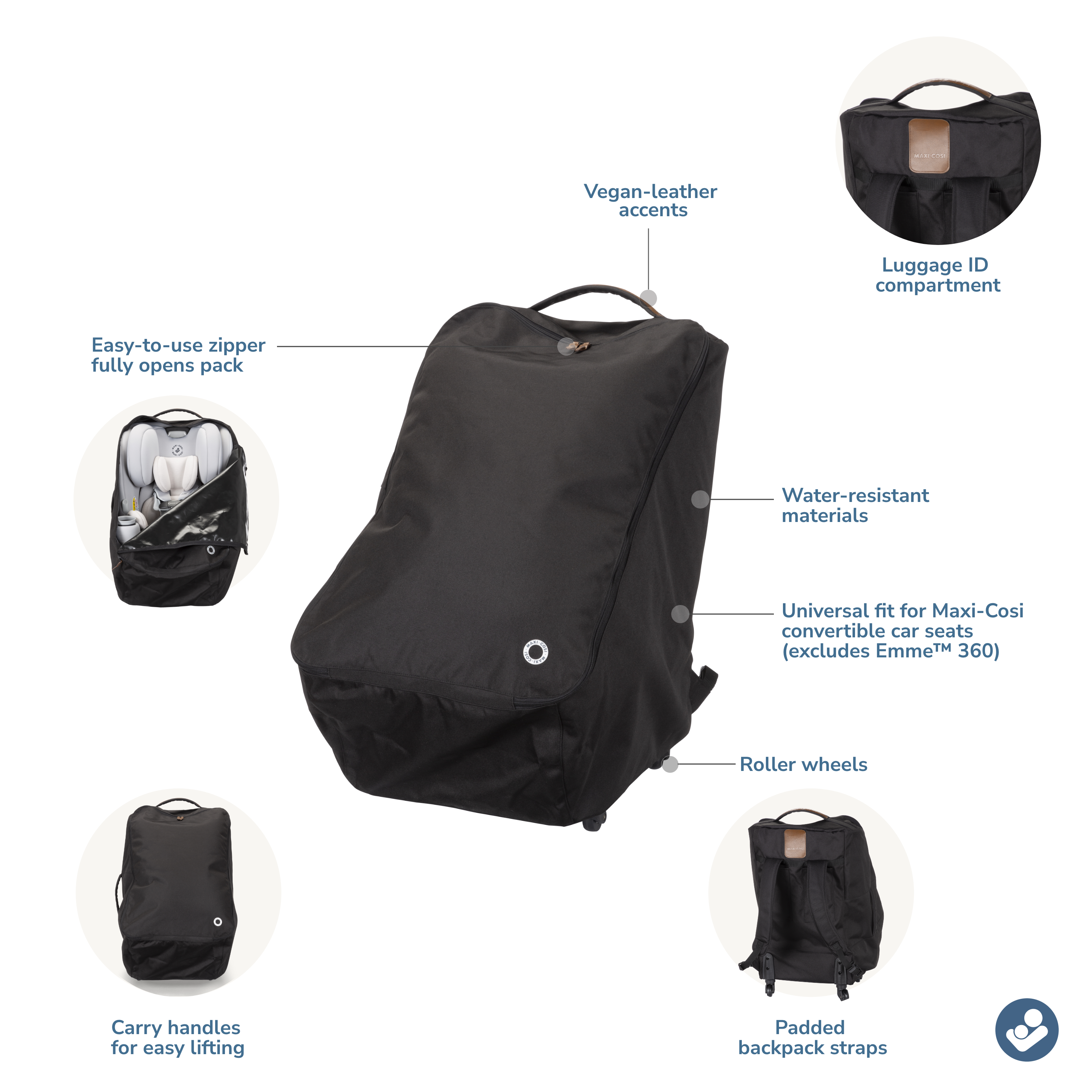 stroller travel bag with wheels Maxi Cosi Wheeled Car Seat Travel Bag, Black