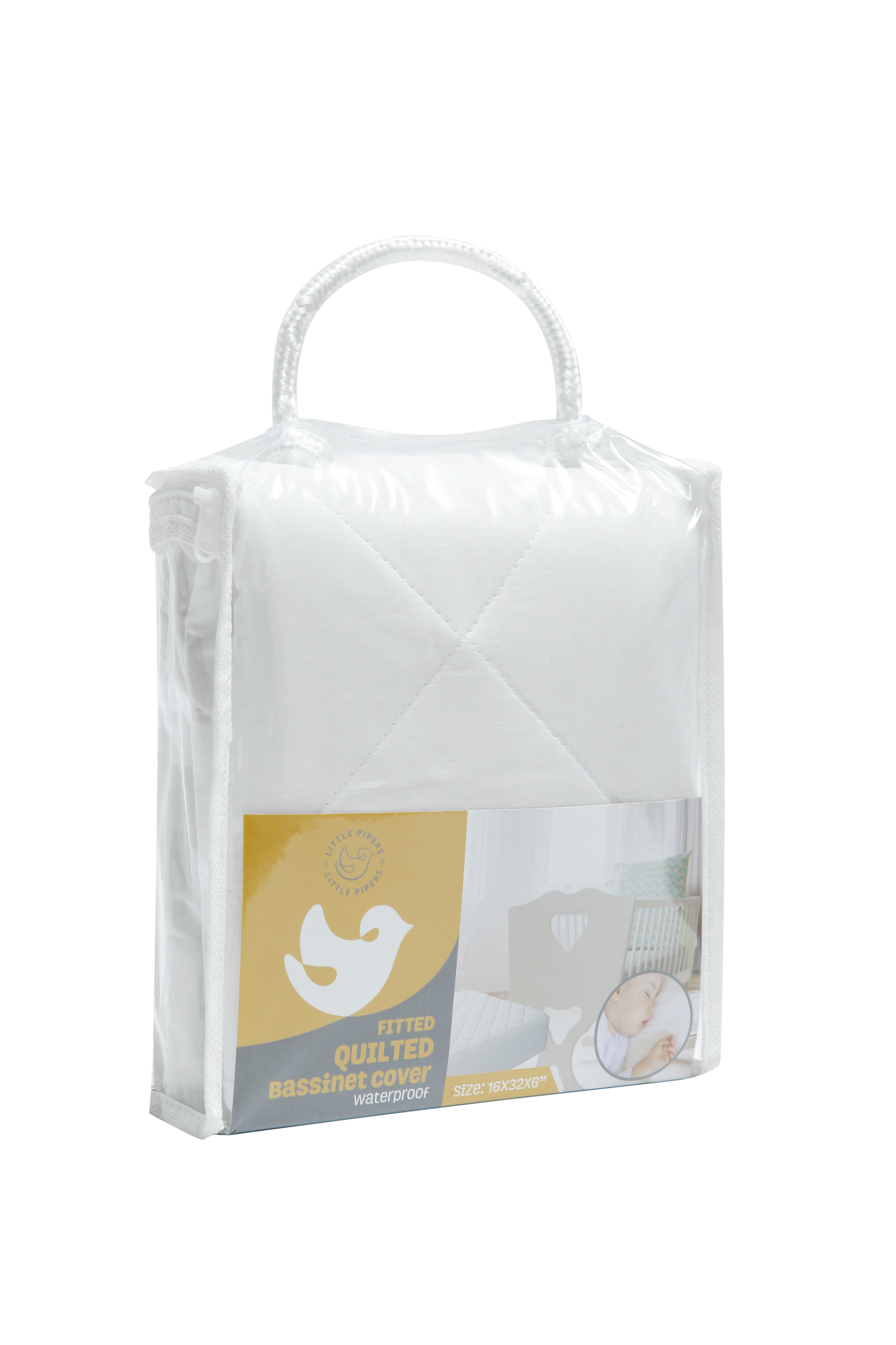 Little Pipers Waterproof Fitted Quilted Bassinet Cover