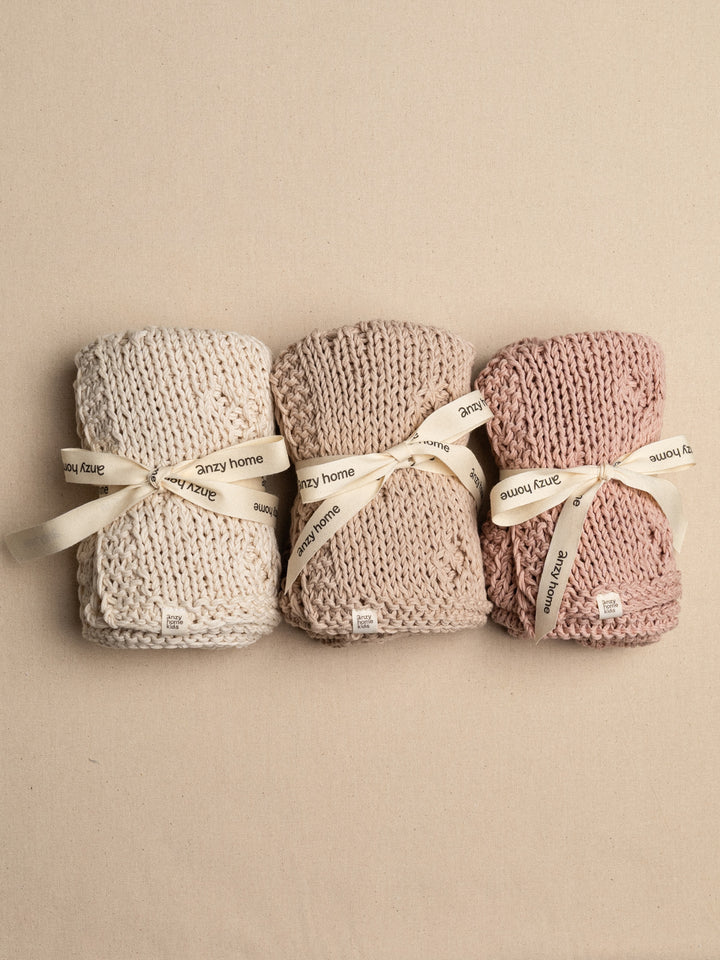 Anzy Home Baby Blanket Hand-Knitted Pointelle