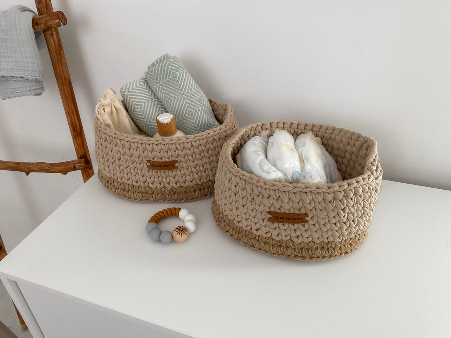 Anzy Home Jute Diapper Caddy Basket