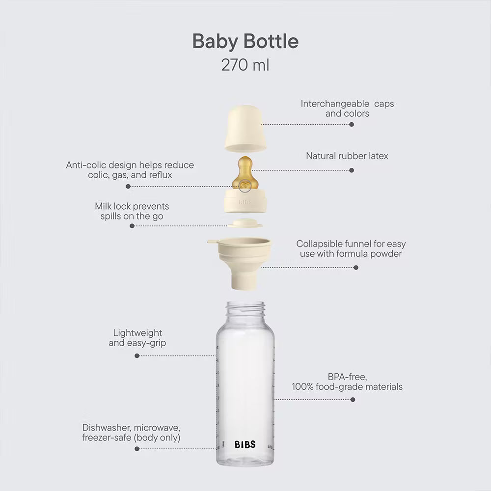 BIBS Baby BPA-Free Polypropylene Bottle Set 5oz +  9oz Latex