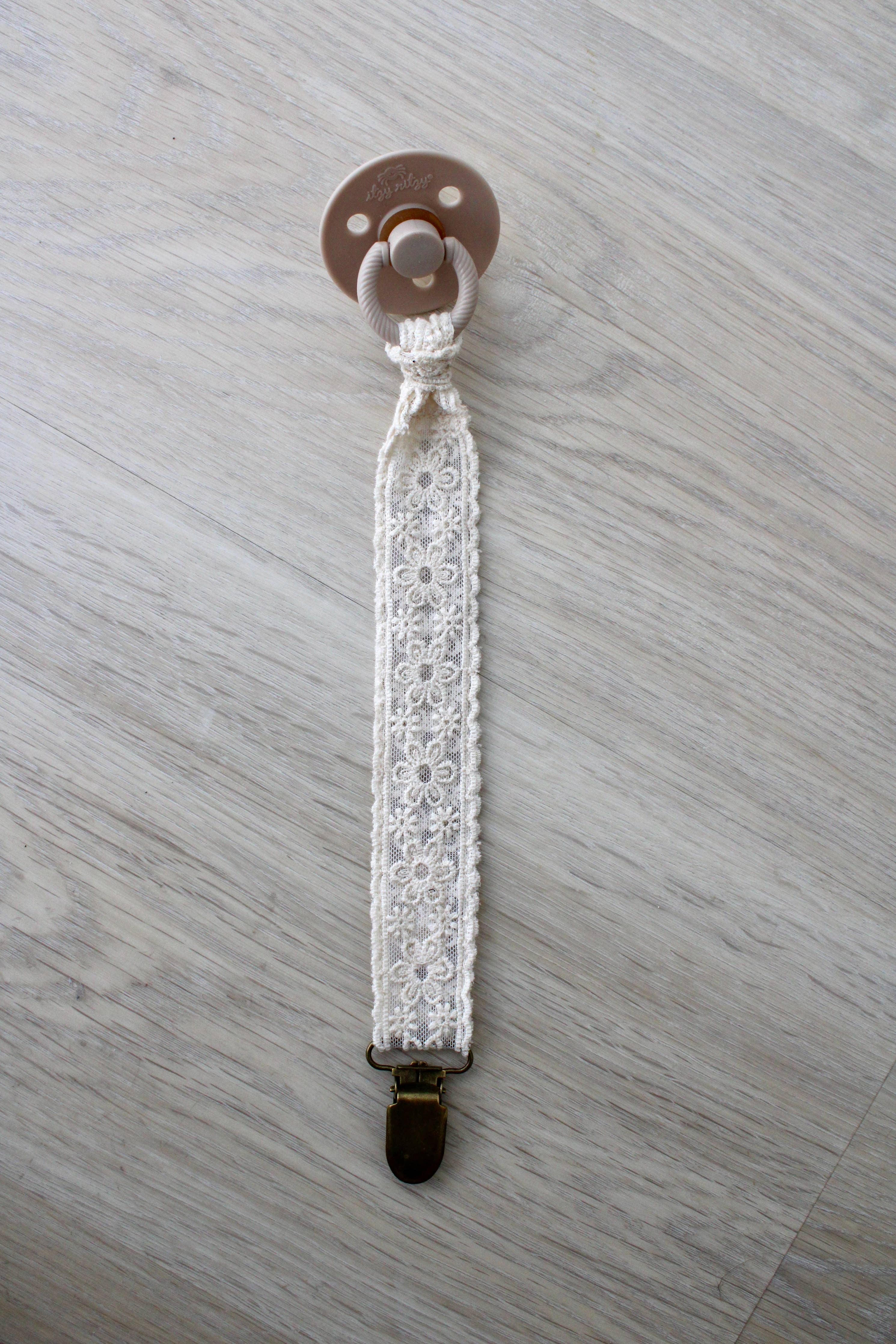 Little Threads Floral Lace Pacifier Clip