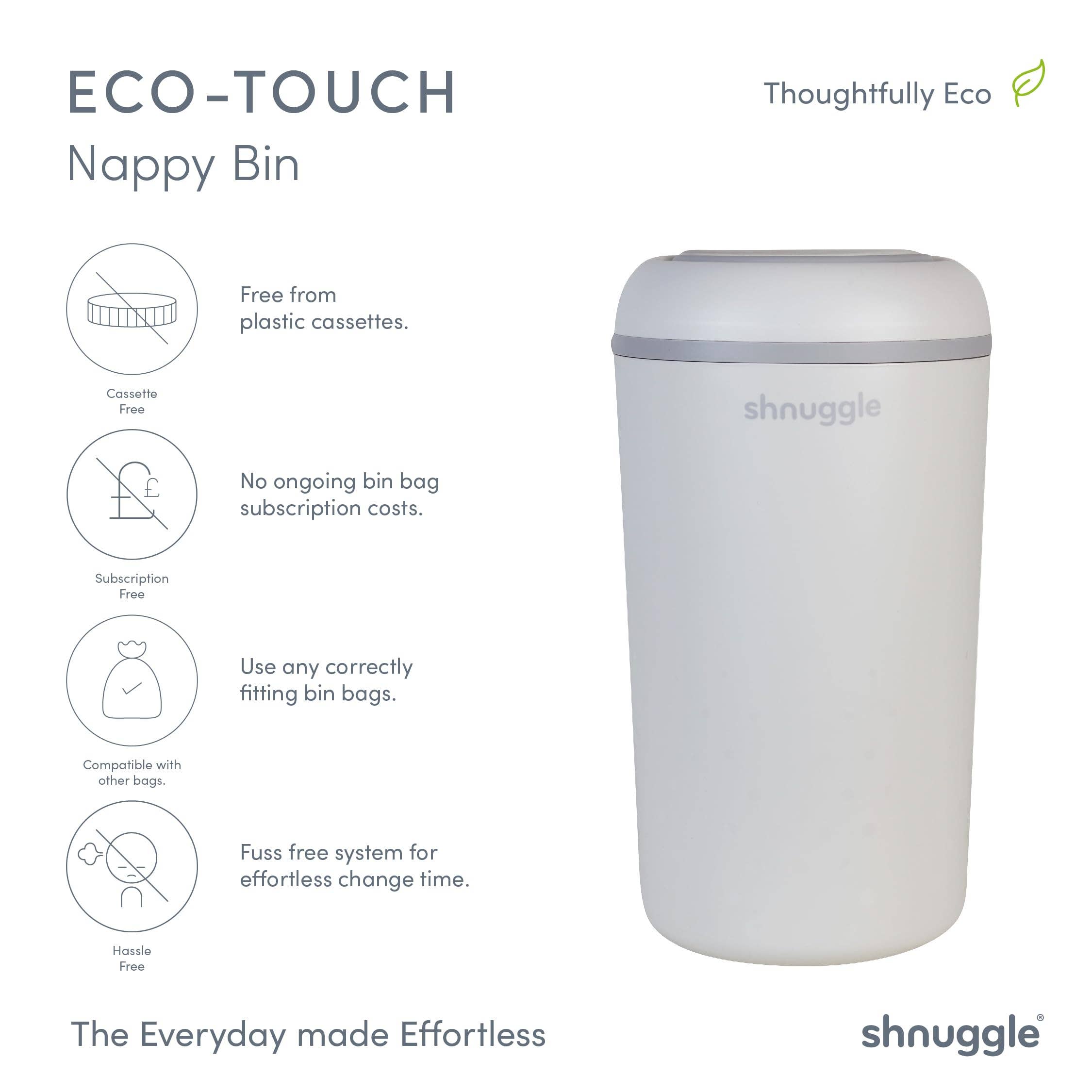 Shnuggle Eco-Touch Diaper Pail + 30 Better Bag Liners