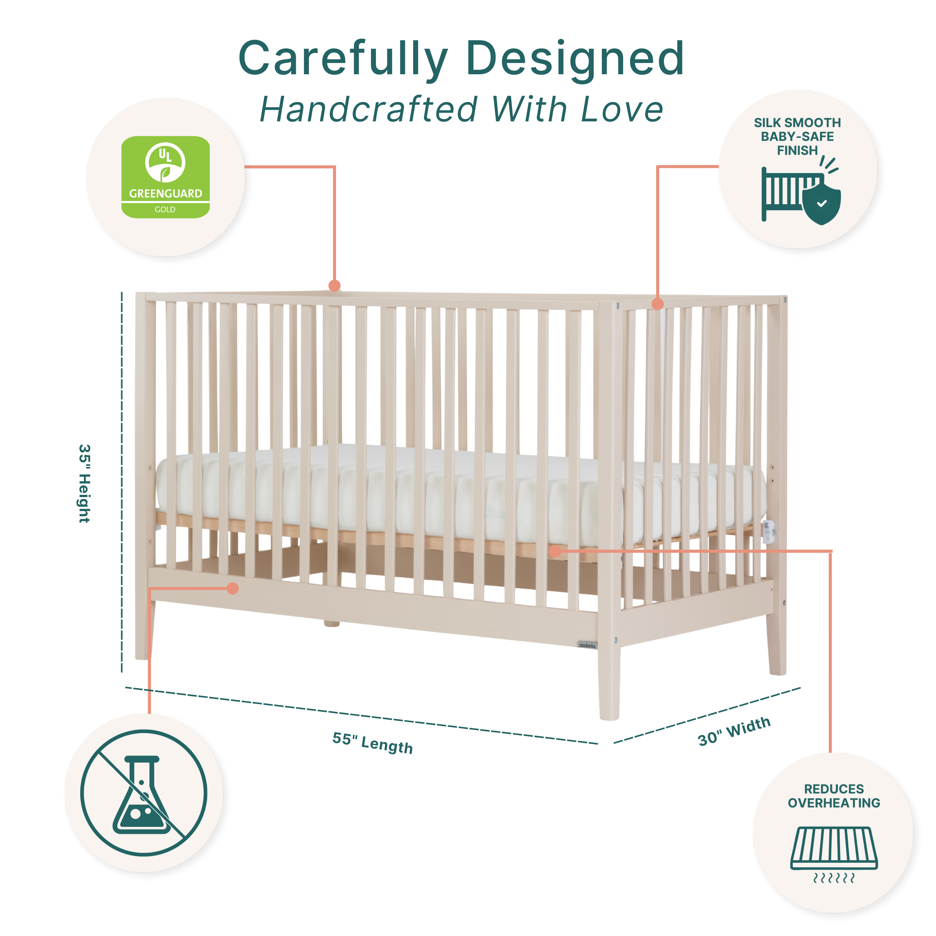 dadada LaLa 3-in-1 Convertible Crib