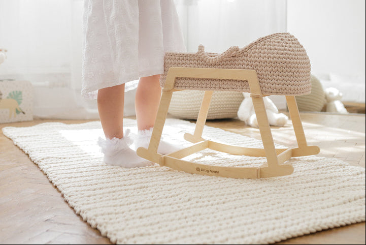 Anzy Home Doll Cradle Round Hood With Stand