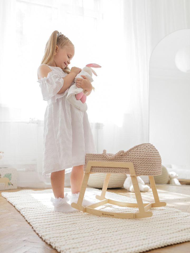 Anzy Home Doll Cradle Round Hood With Stand