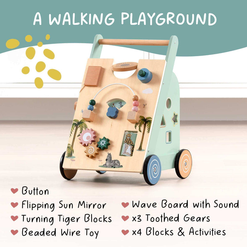 OmaOmaOma! Wooden Multi-Activity Push Baby Walker