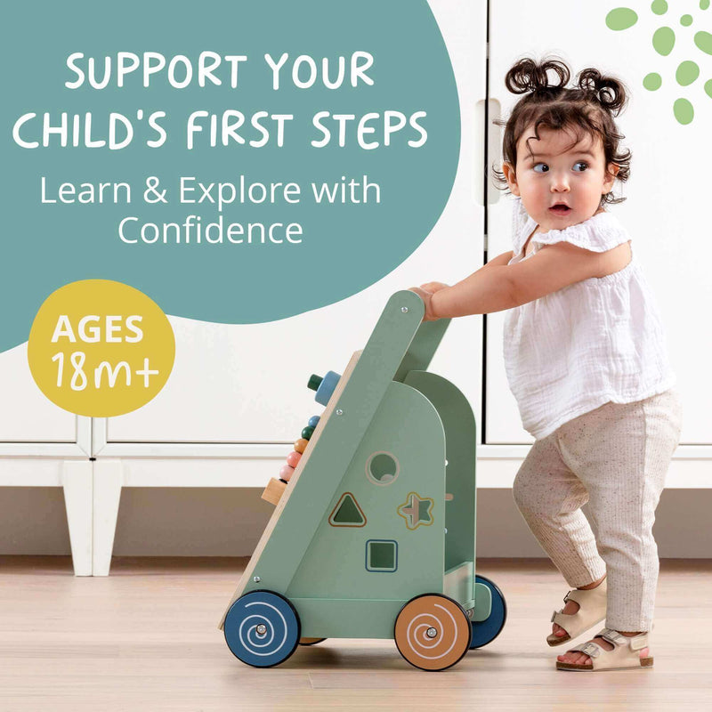OmaOmaOma! Wooden Multi-Activity Push Baby Walker