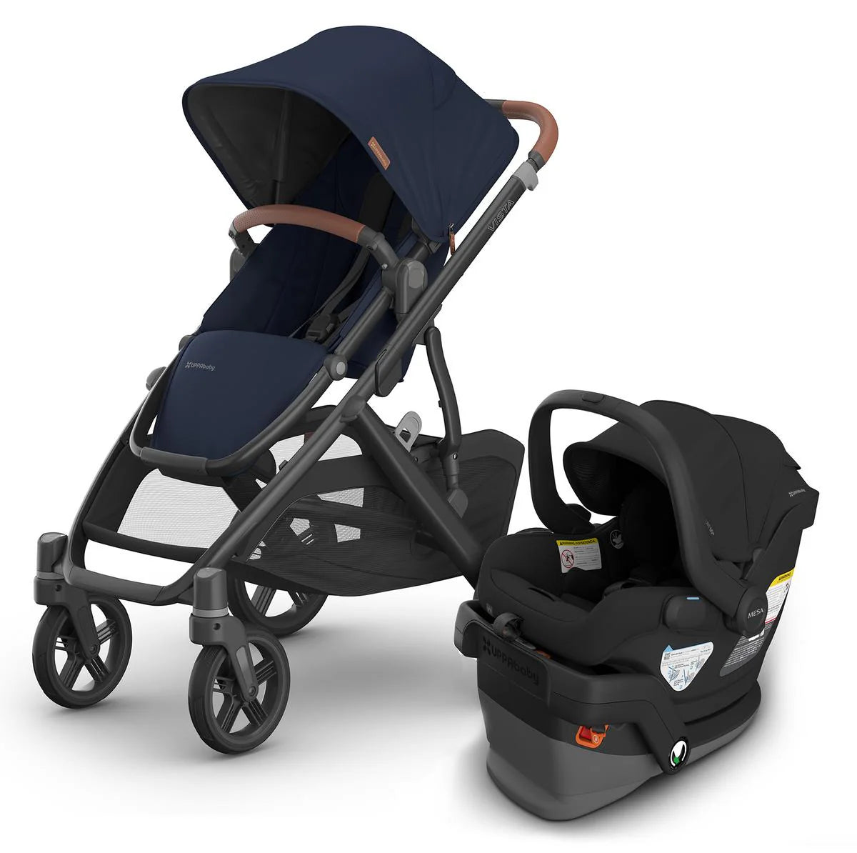 uppababy vista new model UPPAbaby Vista V3 Stroller + Mesa V3 Infant Car Seat Bundle - Noa (Navy | Carbon Frame