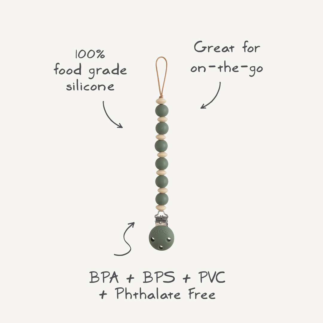 Mushie Silicone Luna Pacifier Clip