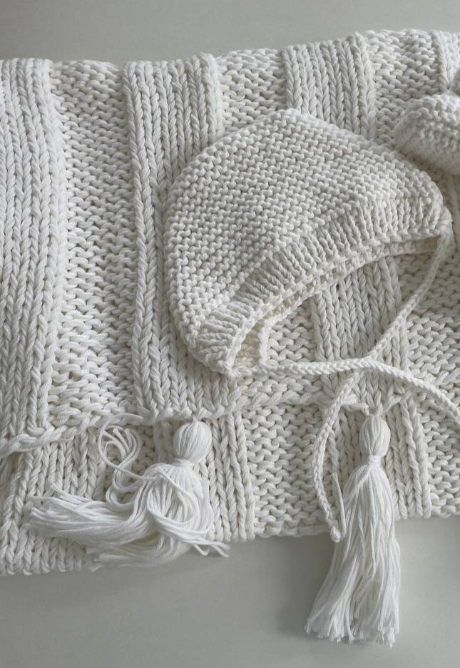 Anzy Home Boho Lightweight Baby Blanket + Bonnet Set