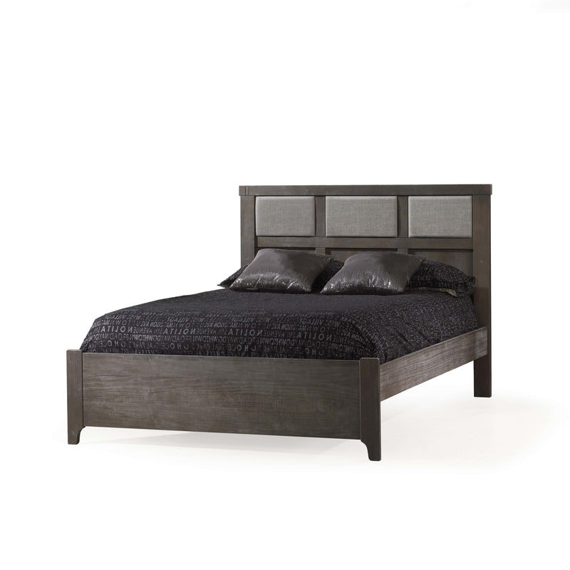 Natart Rustico Double Bed 54" with Low profile footboard, rails & upholstered Panel Fog