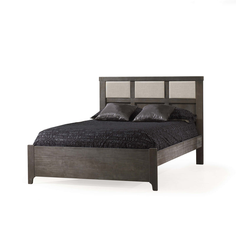 Natart Rustico Double Bed 54" with Low profile footboard, rails & upholstered Panel Talc