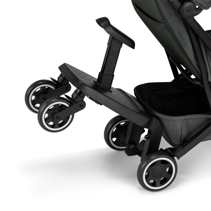 Attaching Mega babies' Joolz Aer footboard to the stroller, doesn't affect maneuverability. 