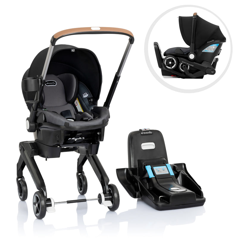 Evenflo Shyft DualRide Infant Car Seat and Stroller Combo with Carryall Storage