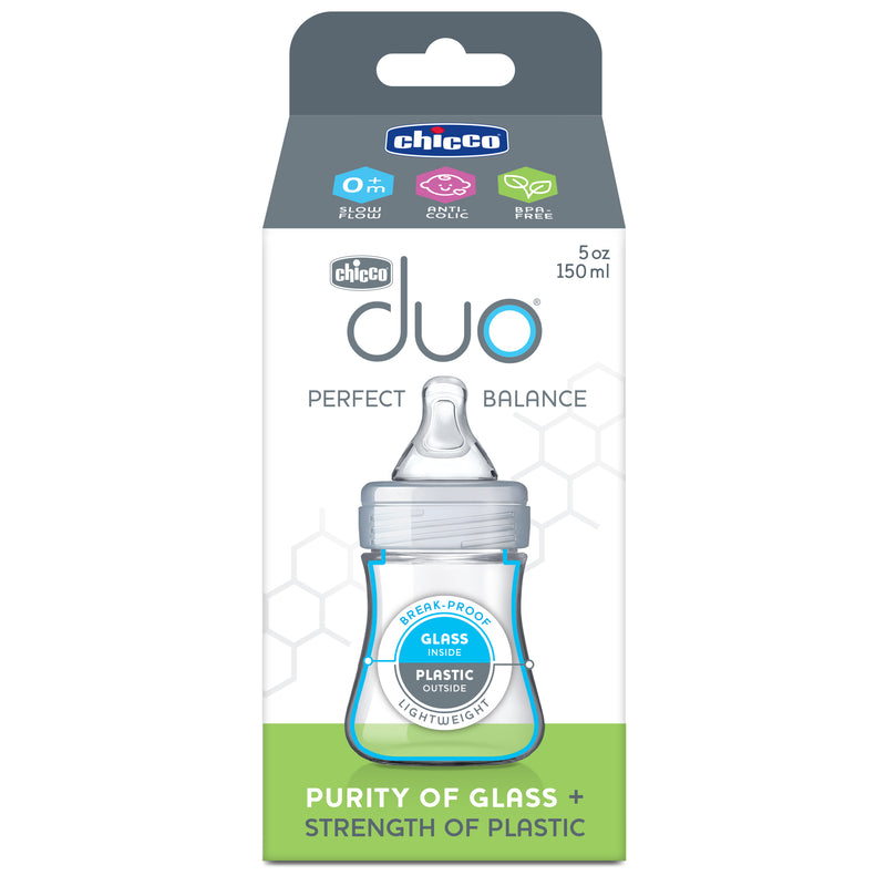 Chicco Duo 5oz. Hybrid Baby Bottle with Invinci-Glass Inside and