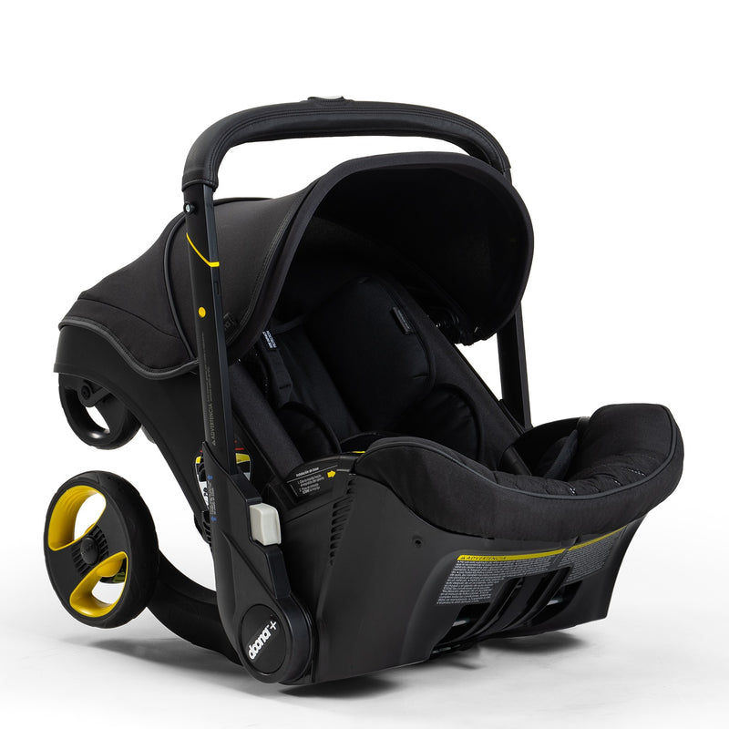 The Doona Car Seat & Stroller - Midnight Edition from Mega babies features a one-motion fold.