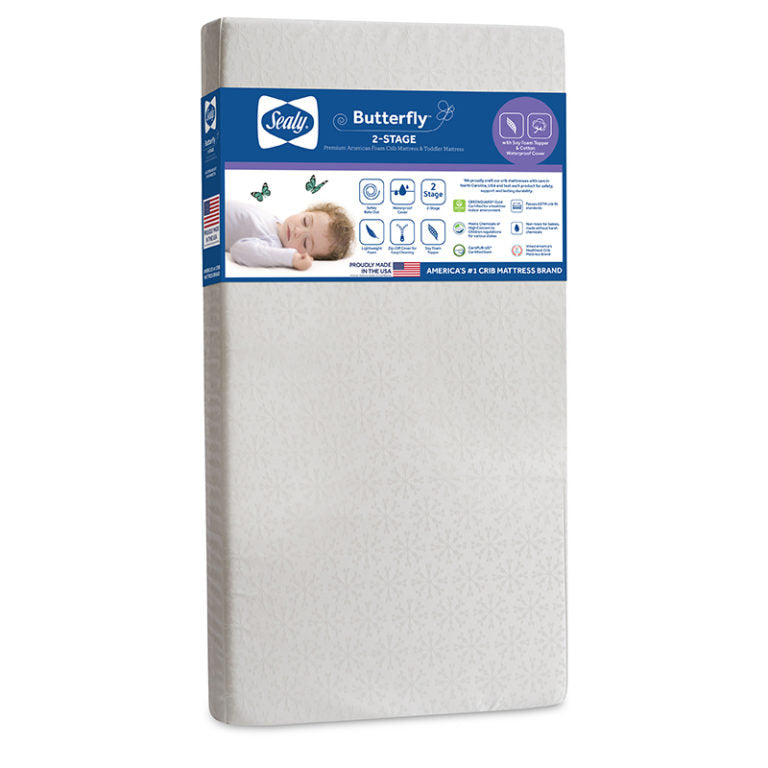 Sealy Butterfly 2-Stage Cotton Crib and Toddler Mattress