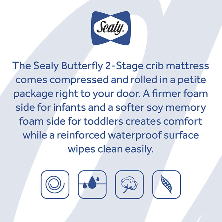 Sealy Butterfly 2-Stage Waterproof Crib Mattress