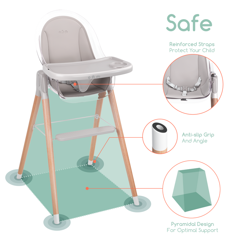 Children of Design Classic Non-Reclinable High Chair with Removable Seat Cushion
