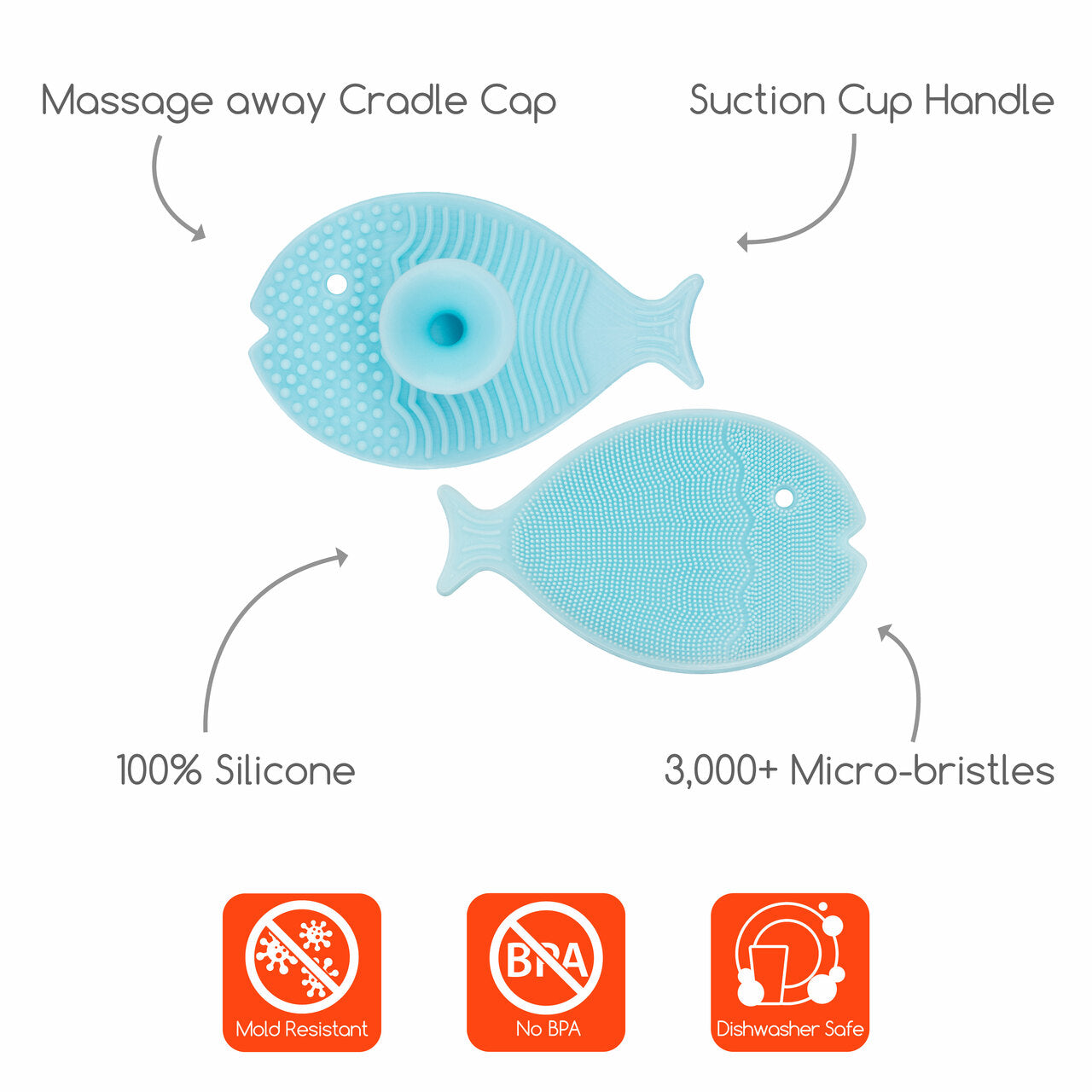 Innobaby Bathin' SMART Silicone Mini Fish Scrub with Suction Cup
