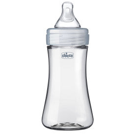 Chicco Duo 9oz. Hybrid Baby Bottle with Invinci-Glass Inside/Plastic Outside in Clear/Grey
