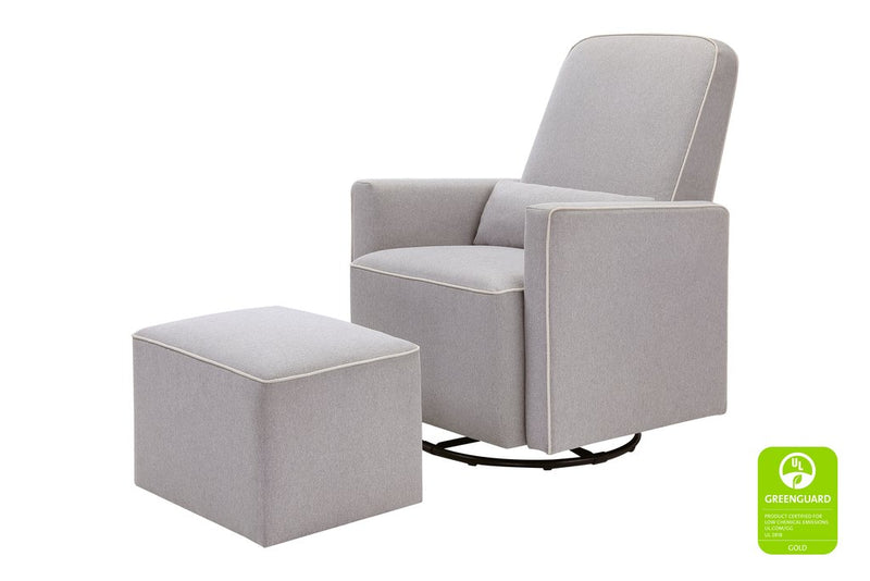 DaVinci Olive Glider and Ottoman In Grey Finish with Cream Piping - Mega Babies