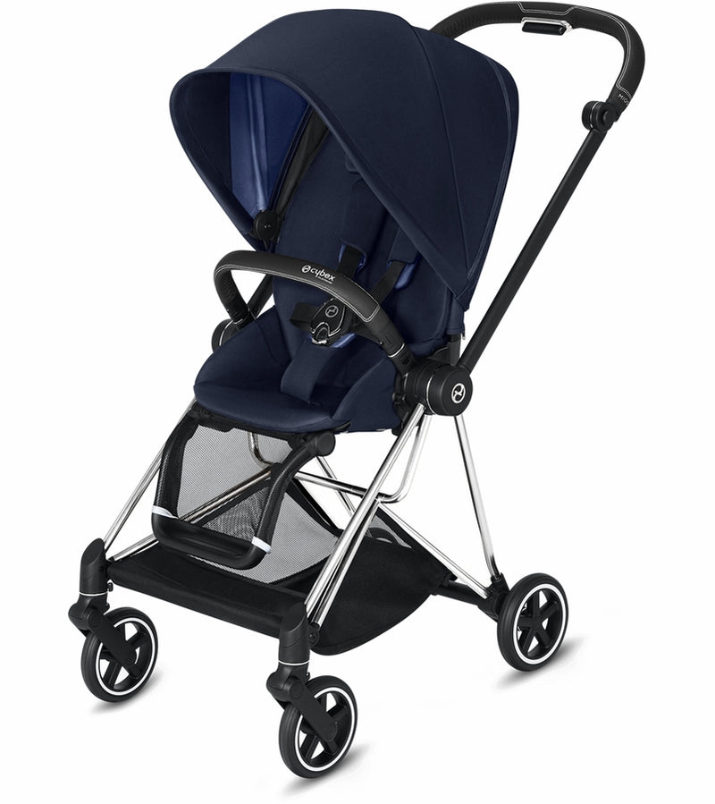 Select the Cybex Mios 2 stroller from Mega babies in a striking indigo blue color.